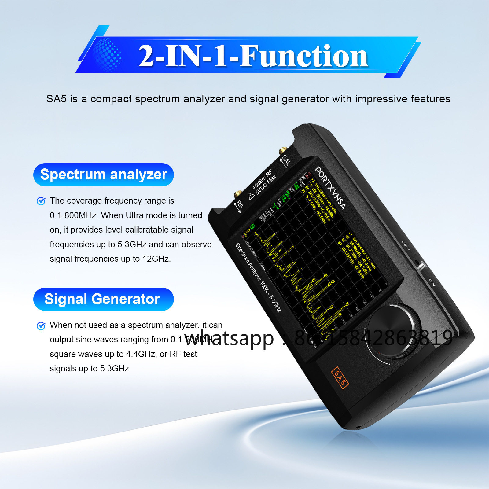 Przenośny analizator widma SA5 – Signal Generator Spectrum Analyzer recenzja i cena