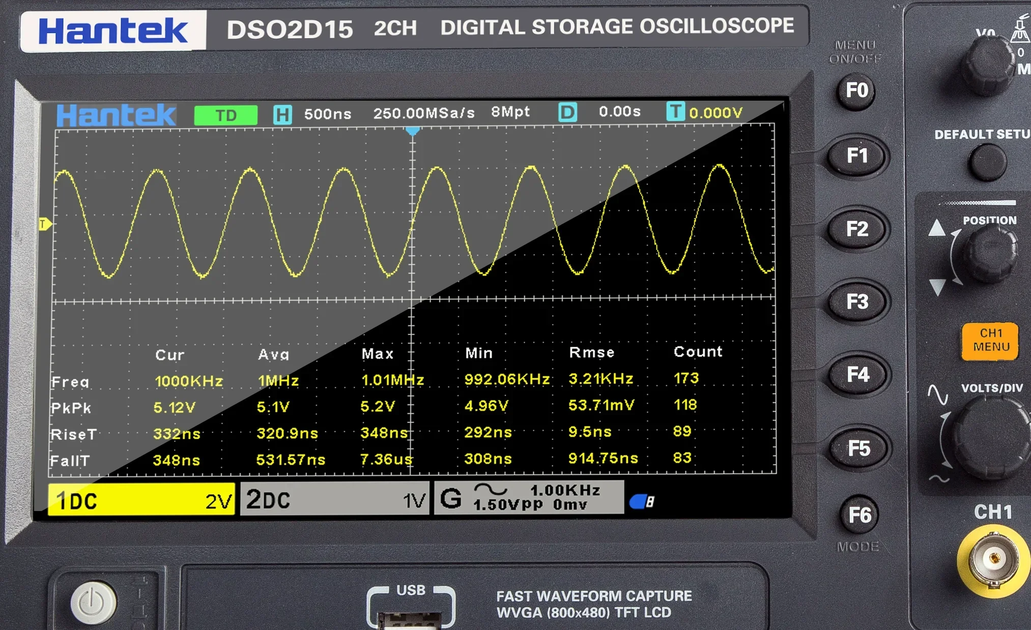 Czułość oscyloskopu Hantek do  – Digital Storage Oscilloscope 100Mhz recenzja i cena